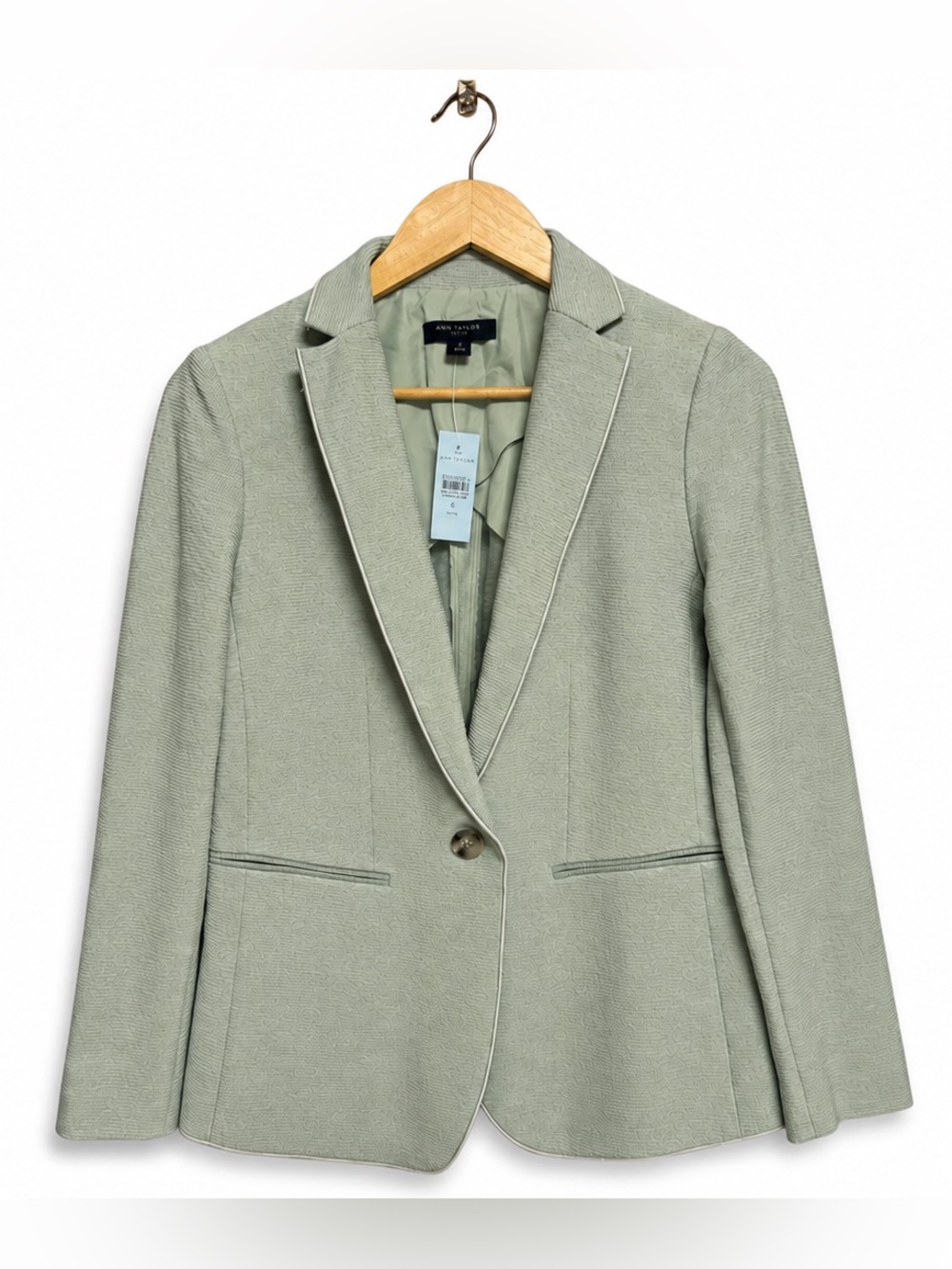 Ann Taylor Petite Sage Green Textured Blazer Jacket 6P NWT - Picture 2 of 5